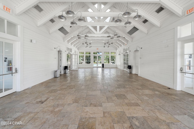 interior space featuring ceiling fan