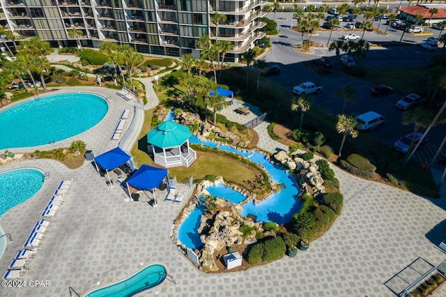 view of pool with a gazebo