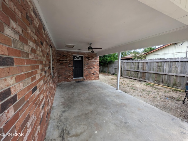 view of patio / terrace featuring ceiling fan