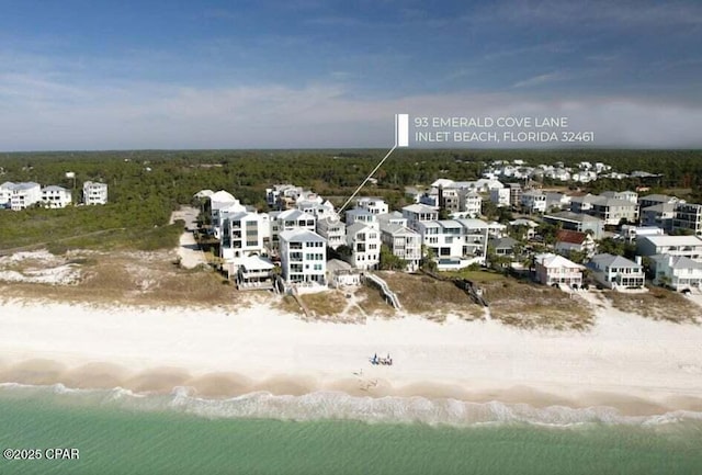 93 Emerald Cove Ln, Inlet Beach, FL 32461 - drone / aerial view with a view of the beach and a water view