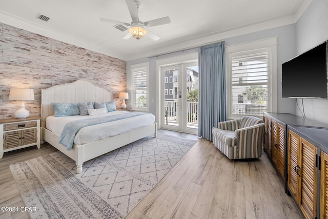 93 Emerald Cove Ln, Inlet Beach, FL 32461 - bedroom featuring light wood finished floors, visible vents, access to outside, and ceiling fan