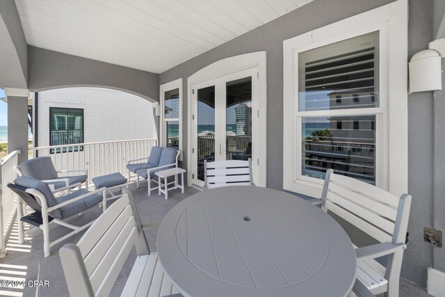 balcony with a water view