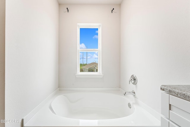 bathroom featuring vanity and a bathing tub