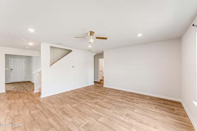 interior space featuring ceiling fan and light hardwood / wood-style floors