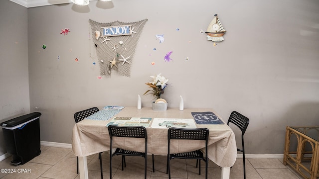 view of tiled dining space