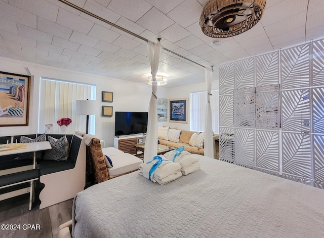 bedroom with wood-type flooring