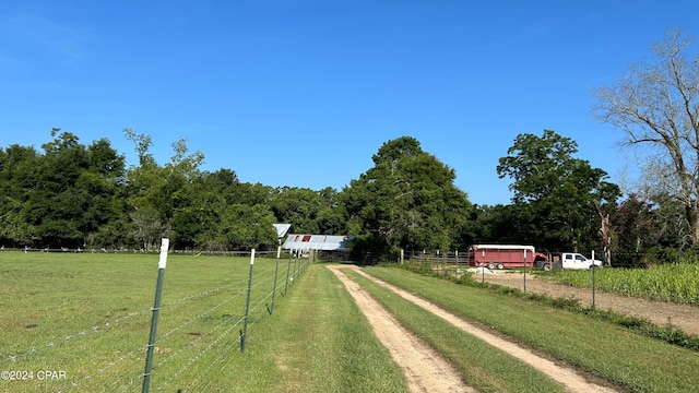 view of road with a rural view