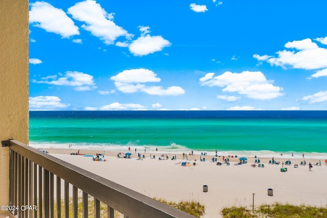 property view of water featuring a view of the beach