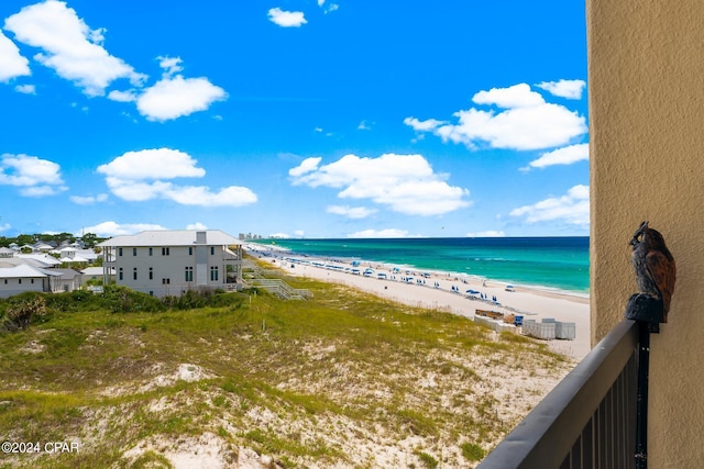 property view of water with a beach view