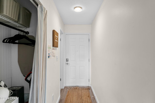 hallway featuring wood-type flooring