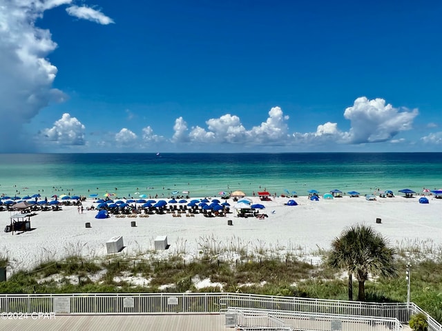 view of water feature featuring a beach view