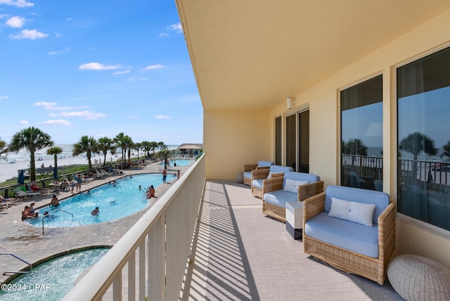 balcony with a community pool