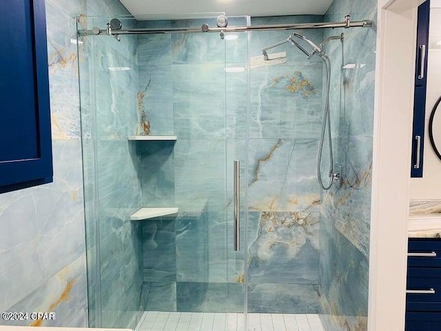 bathroom featuring walk in shower