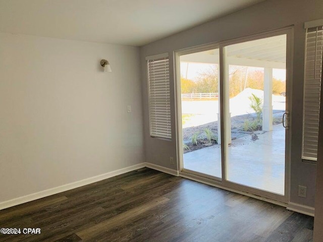 spare room featuring dark wood-type flooring