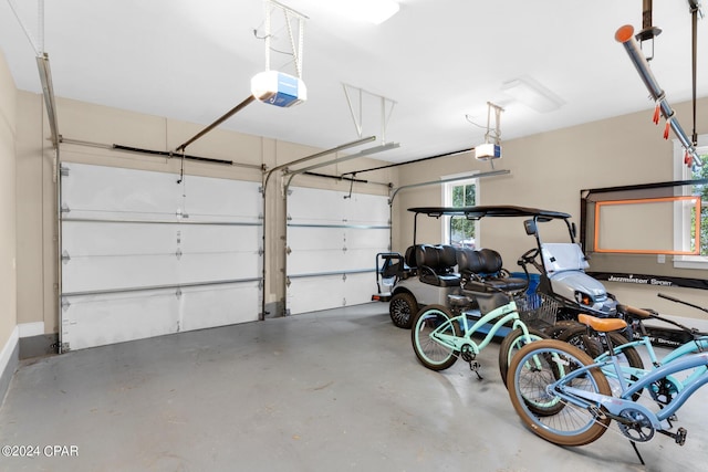 garage with a garage door opener