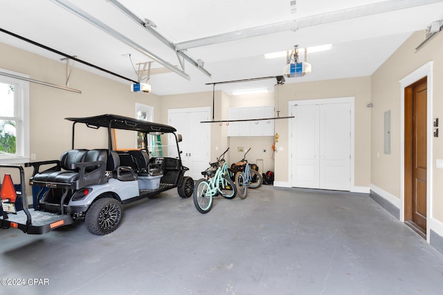 garage with a garage door opener