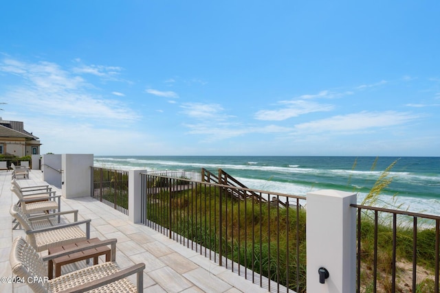 exterior space with a view of the beach