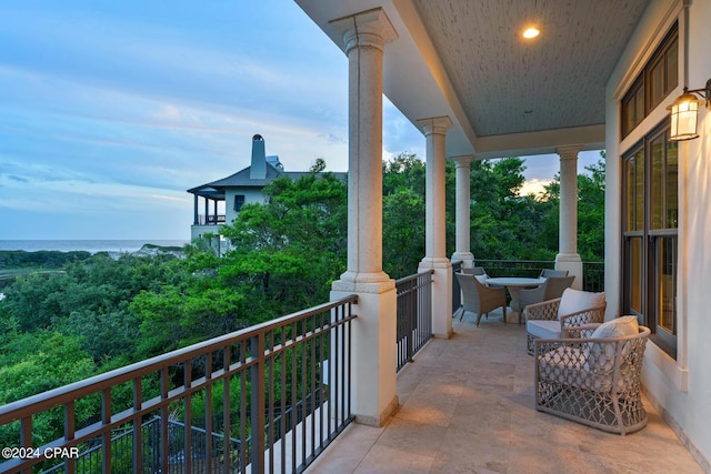 balcony with a water view