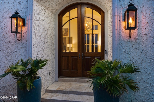 doorway to property with french doors