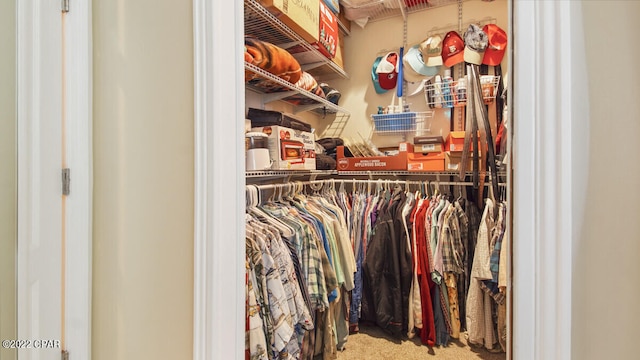 walk in closet featuring carpet