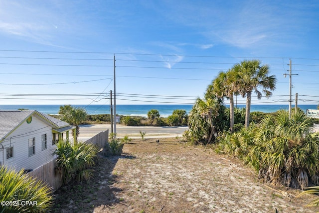 view of yard with a water view