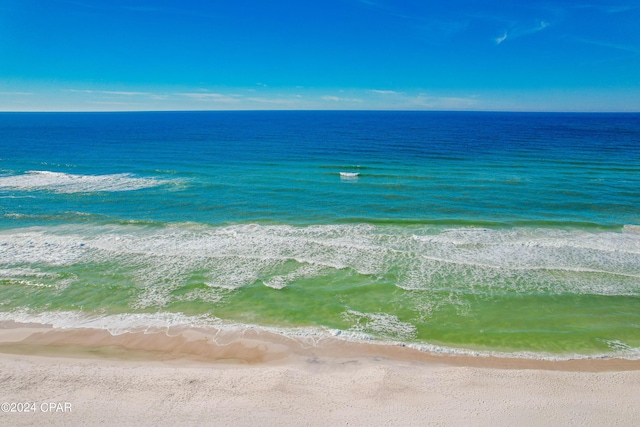 property view of water featuring a view of the beach