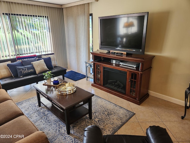 view of tiled living room