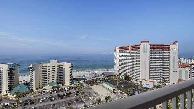 exterior space with a beach view