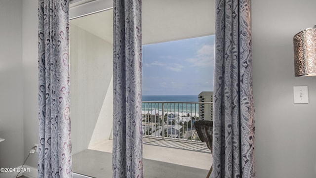 interior space with a view of the beach