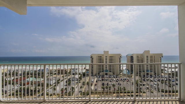 exterior space featuring a view of the beach