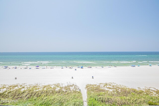 property view of water featuring a view of the beach