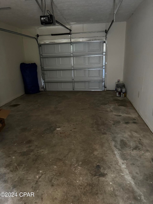 garage with a garage door opener