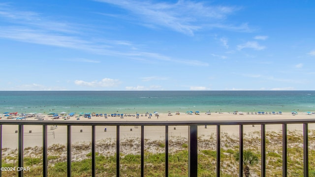 property view of water with a beach view