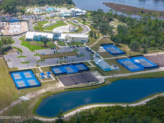 bird's eye view featuring a water view