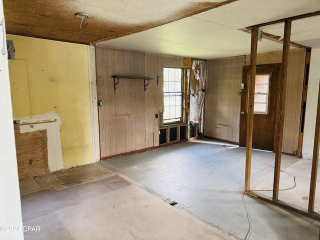 entrance foyer with wood walls