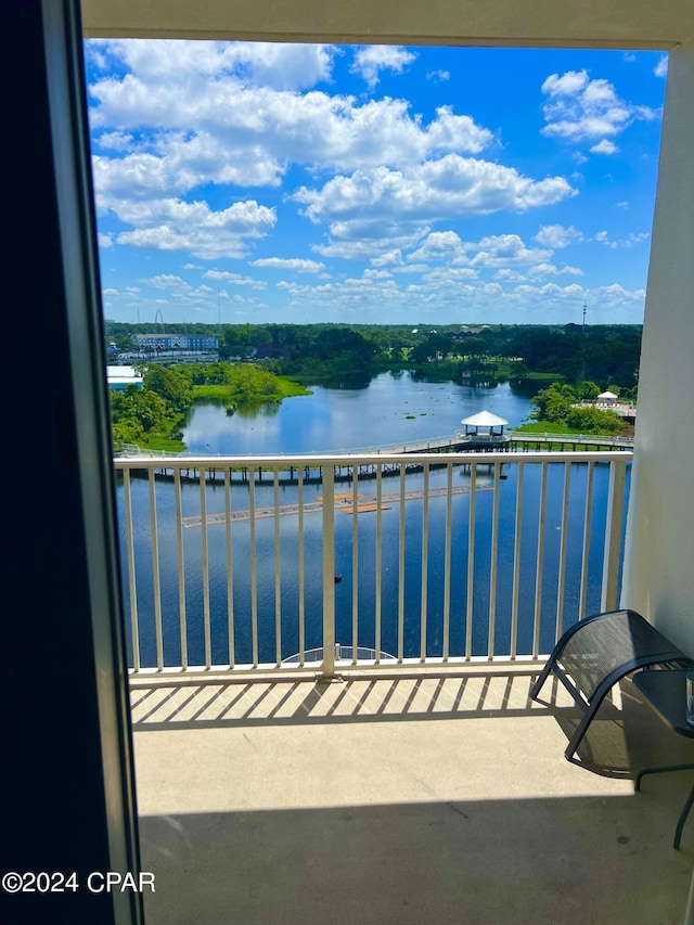 balcony with a water view