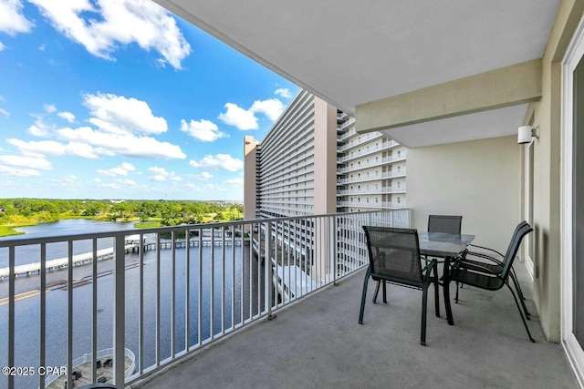 balcony with a water view