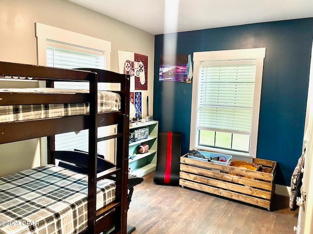 bedroom with light wood-type flooring