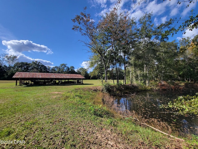 view of yard featuring a water view