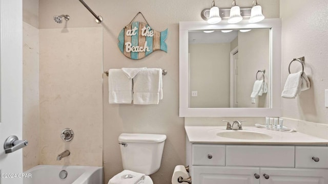 full bathroom with vanity, toilet, and  shower combination