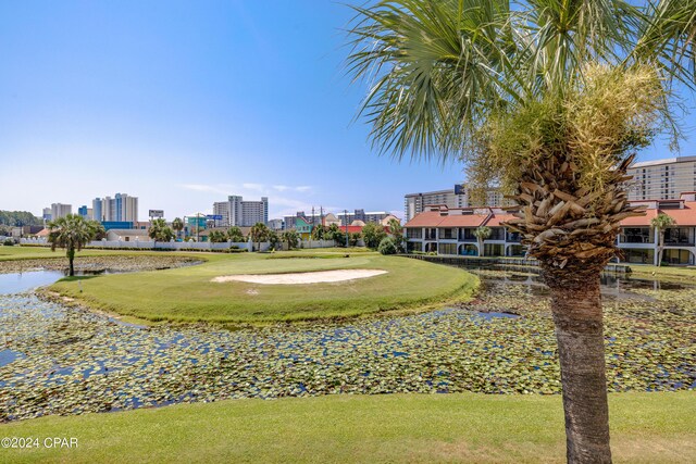 view of property's community featuring a yard