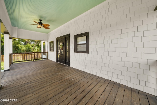 deck featuring ceiling fan