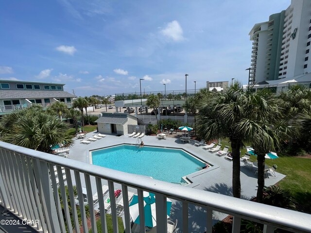 view of pool with a patio