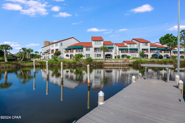 dock area featuring a water view