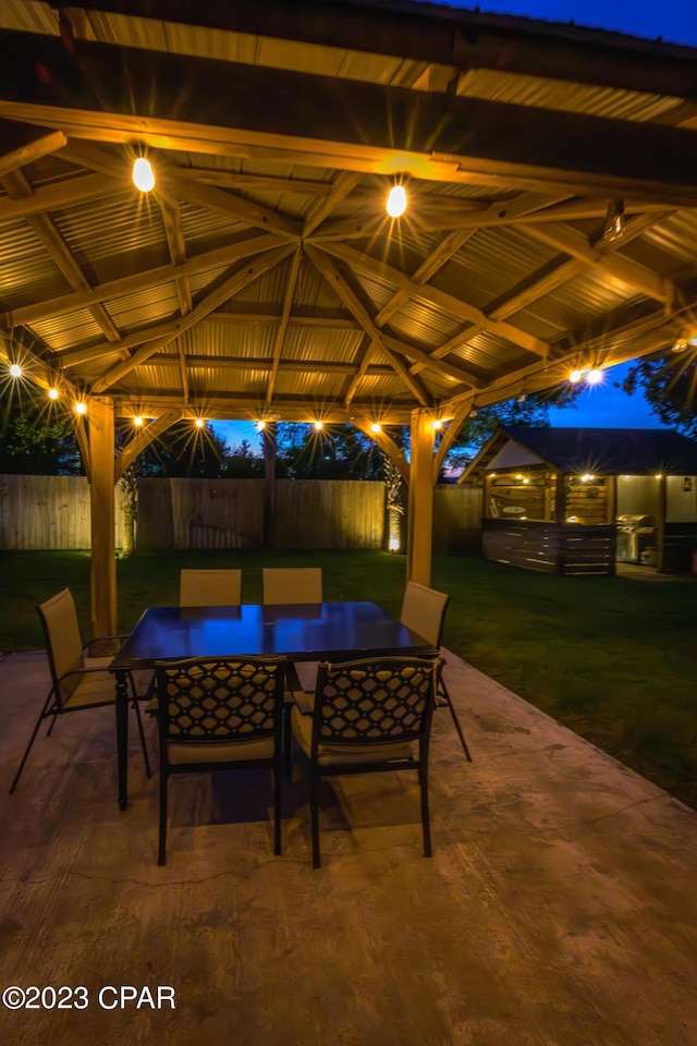 view of patio featuring a gazebo