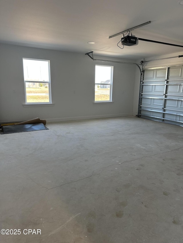 garage with a garage door opener