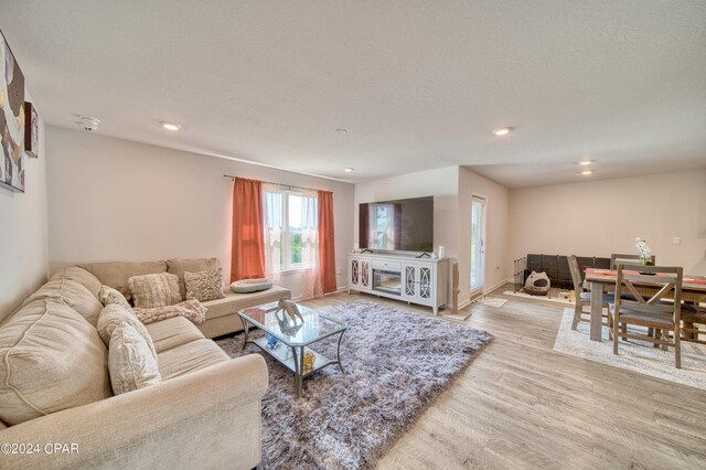 living room with light wood-type flooring