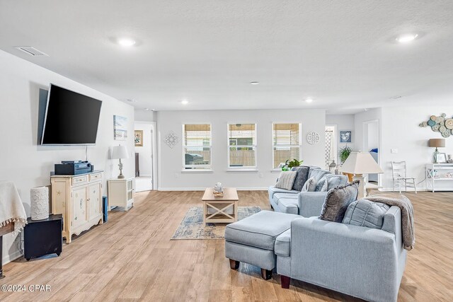 living room with light wood-type flooring