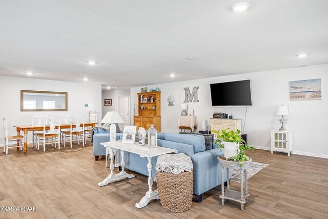 living room featuring light wood-type flooring