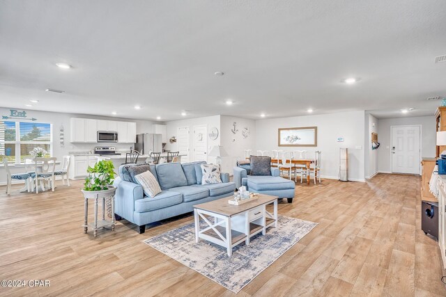 living room featuring light hardwood / wood-style floors